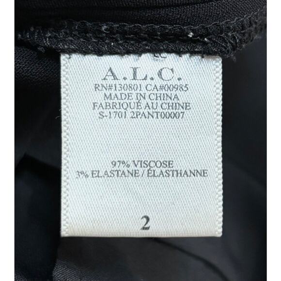 ALC Wide Leg Crop Trousers sz 2 Black 22" Inseam Side-Zip Viscose - Picture 7 of 16